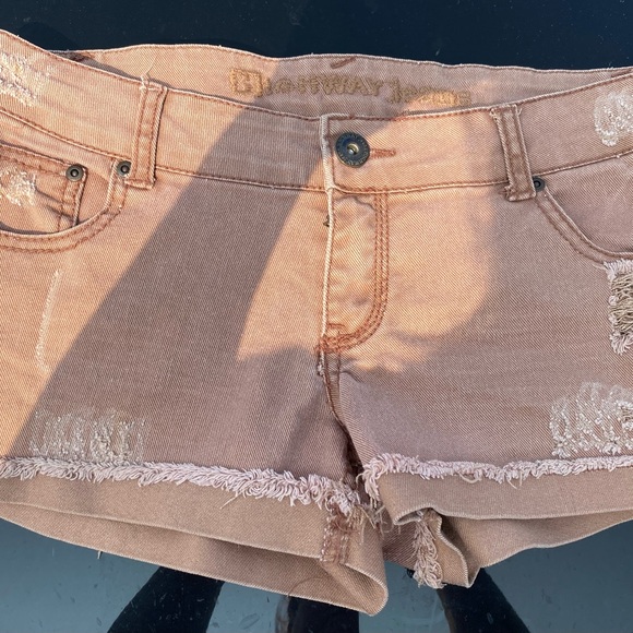Highway Jeans Pants - Highway Jeans Tan Jean Shorts Distressed Style